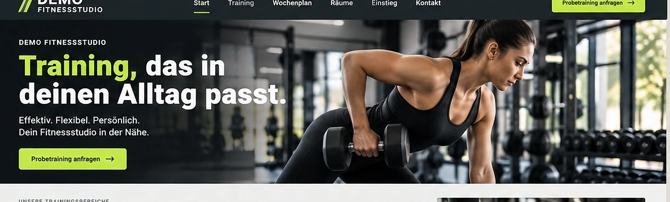 Desktop-Mockup für Fitnessstudio, Design FT01