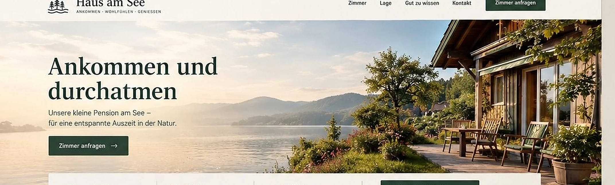 Desktop-Mockup für Hotel & Pension, Design H01
