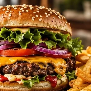 Frisch zubereiteter Burger